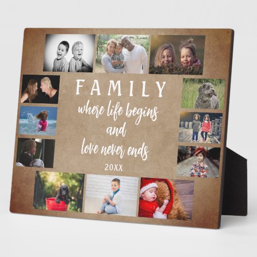 年素朴別家族ことわざ記念写真コラージュ フォトプラーク (側面)