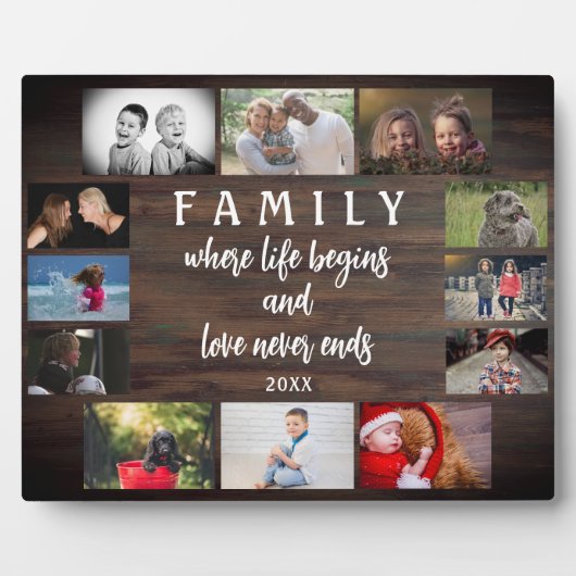 年素朴別家族ことわざ記念写真コラージュ フォトプラーク (正面)