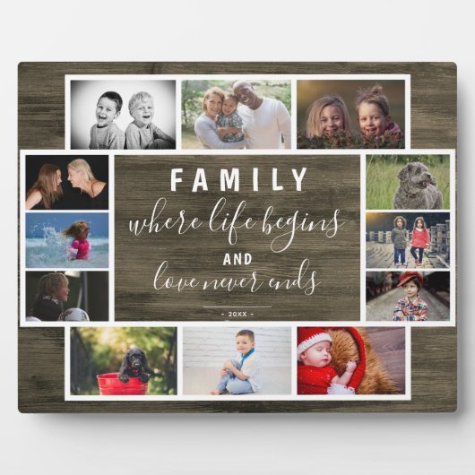 年素朴1回家族記念ことわざ写真コラージュ フォトプラーク (正面)