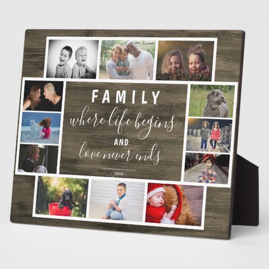 年素朴1回家族記念ことわざ写真コラージュ フォトプラーク (側面)