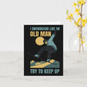 年老いたウィンタースポーツおもしろいマンのようなスノーボード カード (黄色い花)