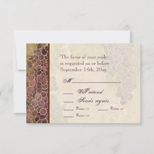 年老いたブドウ畑の結婚式RSVP応答カード 出欠カード (裏面)