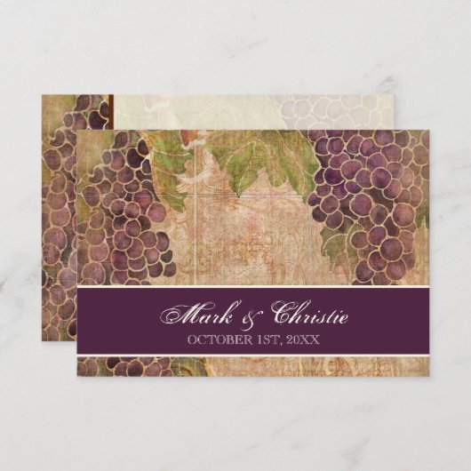年老いたブドウ畑の結婚式RSVP応答カード 出欠カード (正面/裏面)