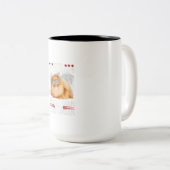 年老いた人を決して甘く見ないポメラニア犬 ツートーンマグカップ (正面右)