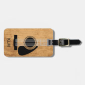 年老いた木製アコースティックギターモノグラム ラゲッジタグ (正面横)