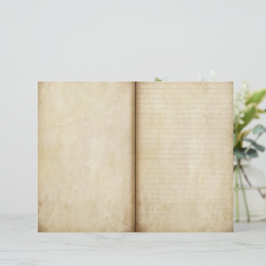 年老いた羊皮紙ジャーナルページスクラップブック紙 (スタンド正面)