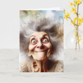 年老いた老婦人誕生日 カード (黄色い花)
