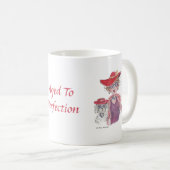 年老いた赤帽の女性とプードル コーヒーマグカップ (正面右)