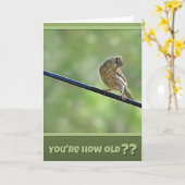 年老いた鳥のためのキュートな誕生日カード カード (黄色い花)
