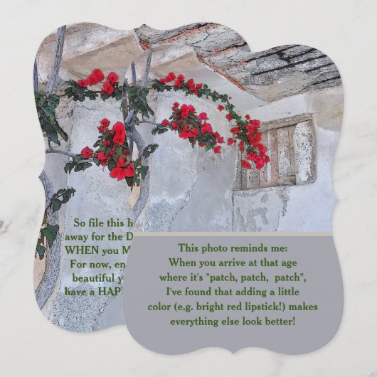 年老いた/赤い花/古い建物 (正面/裏面)