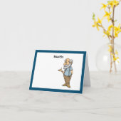 年老頭が切れるいた男のおもしろい漫画 カード (黄色い花)