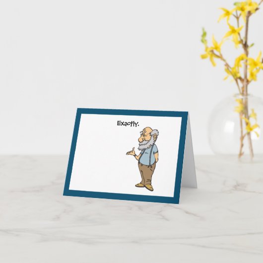 年老頭が切れるいた男のおもしろい漫画 カード (黄色い花)