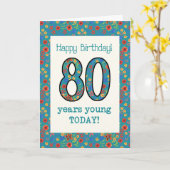 年若いレトロの花のバースデー・カード80 カード (黄色い花)