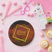 年賀新年20xx幾何学模様金ゴールド7" ペーパープレート (パーティー)