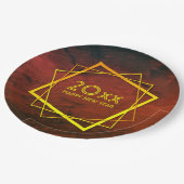 年賀新年20xx幾何学模様金ゴールド9" ペーパープレート (アングル)