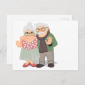 年賀状の祖母と祖父 ポストカード (正面/裏面)