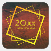 年賀状新年20xx幾何学的金ゴールド スクエアシール (正面)