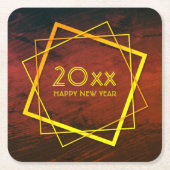 年賀状新年20xx幾何学的金ゴールド スクエアペーパーコースター (正面)