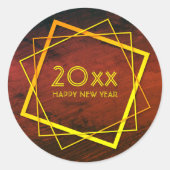 年賀状新年20xx幾何学的金ゴールド ラウンドシール (正面)
