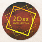 年賀状新年20xx幾何学的金ゴールド ラウンドペーパーコースター (正面)