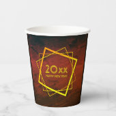 年賀状新年20xx幾何学的金ゴールド 紙コップ (正面)
