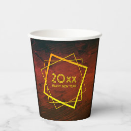 年賀状新年20xx幾何学的金ゴールド 紙コップ
