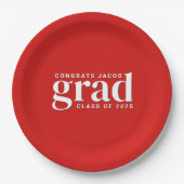 年赤と白おめでとう ペーパープレート (正面)