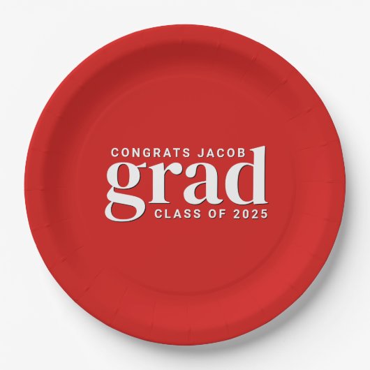 年赤と白おめでとう ペーパープレート (正面)