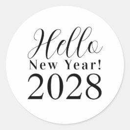 年越しパーティー　ブラック＆ホワイト ラウンドシール