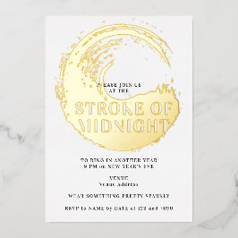 年越しパーティー　真夜中の瞬間に 箔招待状