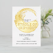 年越しパーティー　真夜中の瞬間に 箔招待状 (立ち正面)