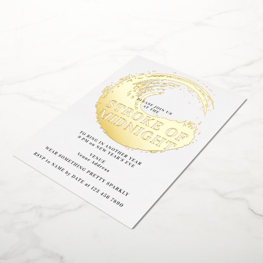 年越しパーティー 真夜中の瞬間に 箔招待状 (回転した状態)