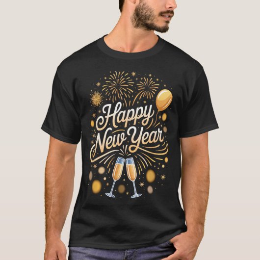 年越し用品 花火 Tシャツ (正面)