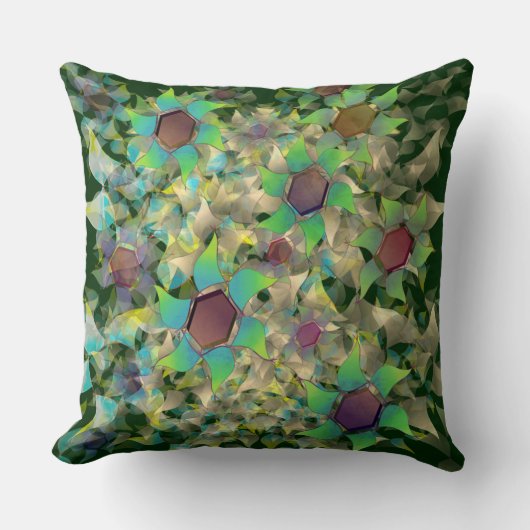 年違う齢の花、緑の上 クッション (正面)