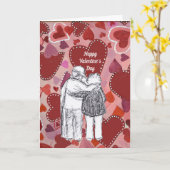 年配のカップルのバレンタイン カード (黄色い花)