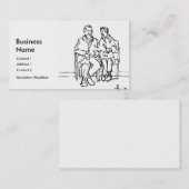 年配のカップルラインスケッチ 名刺 (正面/裏面)