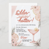 年配のワイザーでホッタピーチピンクカクテル誕生日 招待状 (正面/裏面)