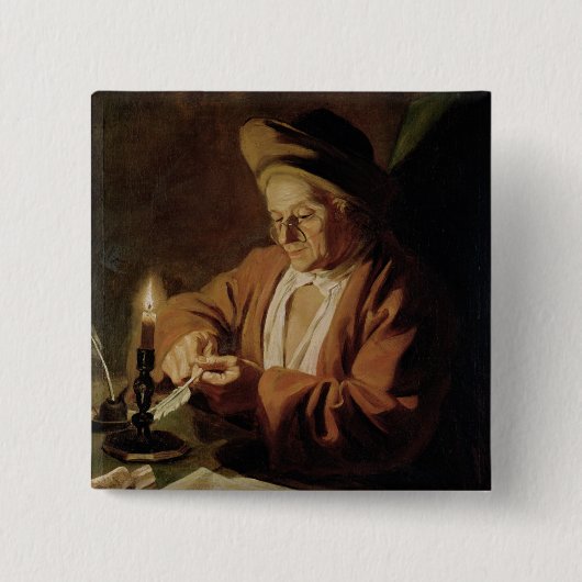 年配の作家 缶バッジ (正面)