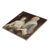 年配の女性および若い女の子(油のポートレート タイル (側面)