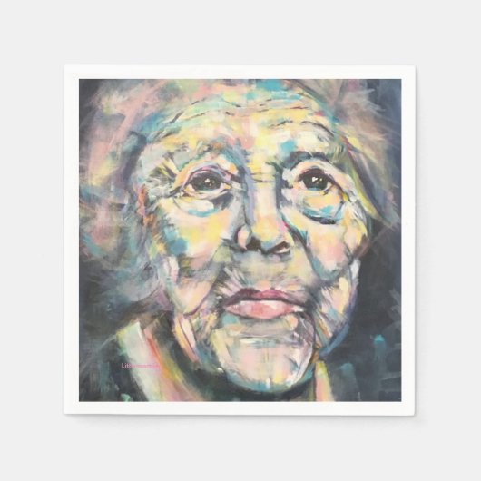 年配の女性ナプキン スタンダードカクテルナプキン (正面)