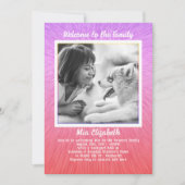 年配の少女の写真養子縁組の誕生日パーティーテンプレート 招待状 (正面)