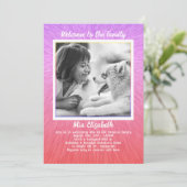 年配の少女の写真養子縁組の誕生日パーティーテンプレート 招待状 (スタンド正面)