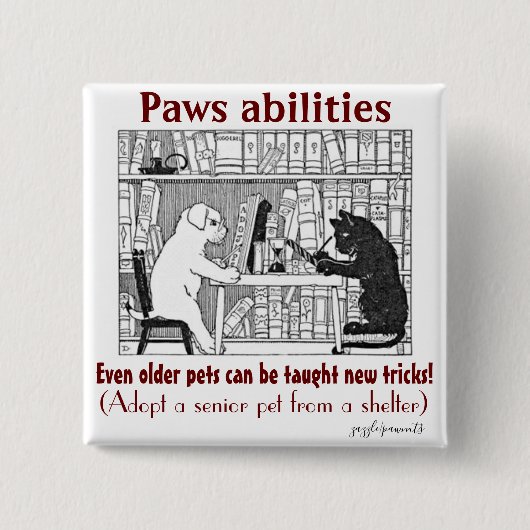 年配の犬ができると人々に伝えるボ学タン 缶バッジ (正面)