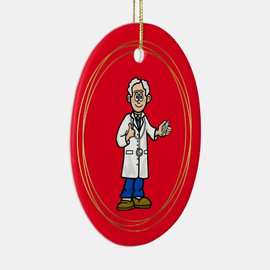 年配の男性ドクタークリスマス飾り セラミックオーナメント (右)