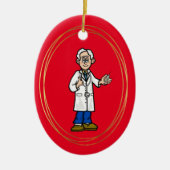 年配の男性ドクタークリスマス飾り セラミックオーナメント (正面)