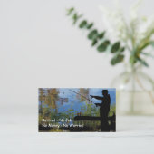 年配の男性魚釣り退職名刺 名刺 (スタンド正面)