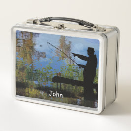 年配の男性魚釣り退職弁当 メタルランチボックス