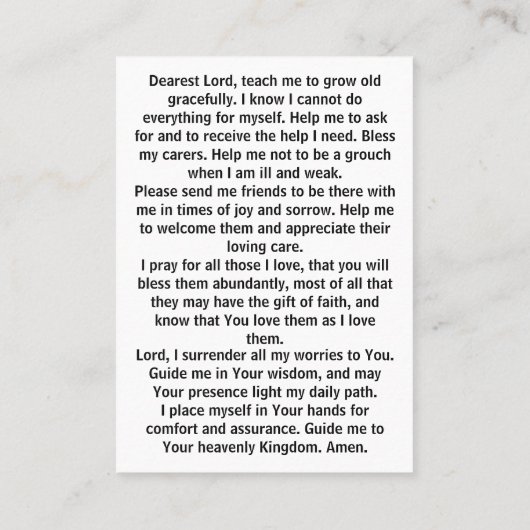 年配カード祈りの言葉 名刺 (裏面)