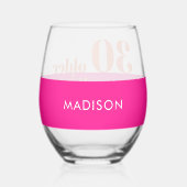 年配ワイザーホッタピンクとオレンジ30th ステムなしワイングラス (裏面)