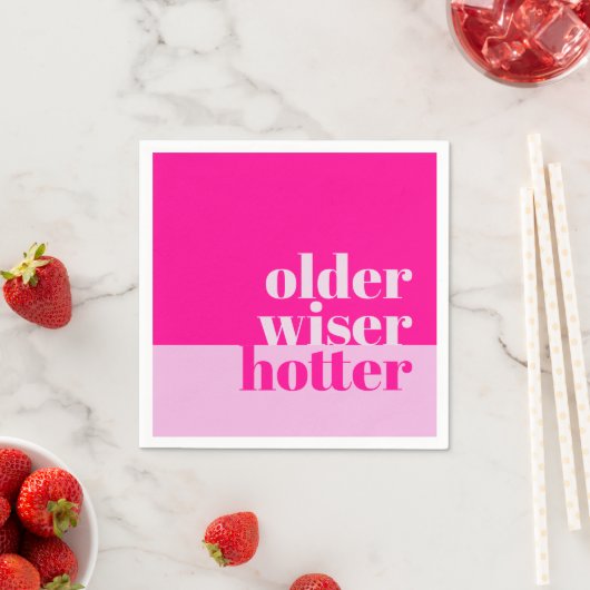 年配、ワイザー、ホッタピンクミニマルクはっきりした誕生日 スタンダードカクテルナプキン (インサイチュ)